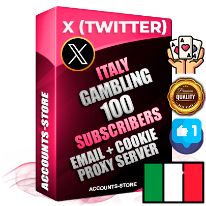 Professional Italian PREMIUM X (Twitter) accounts of manual registration and farming for the GAMBLING niche with high trust history photos and tweets — fully themed and optimized for GAMBLING advertising and promotion — 100 niche-related live active followers 2009–2014 registration year Verified Email (Included) + Cookie JSON for secure import and login to the account + User Agent + High-quality filling (Photo Header Posts). Fully ready for targeted campaigns and ad launches from any country. Perfectly hold ads without bans. Ideal for any earning schemes affiliate promotions and marketing projects. Quality unlimited IPv4 proxy server included.