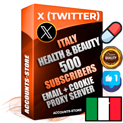 Professional Italian PREMIUM X (Twitter) accounts of manual registration and farming for the HEALTH & BEAUTY niche with high trust history photos and tweets — fully themed and optimized for HEALTH & BEAUTY advertising and promotion — 500 niche-related live active followers 2009–2014 registration year Verified Email (Included) + Cookie JSON for secure import and login to the account + User Agent + High-quality filling (Photo Header Posts). Fully ready for targeted campaigns and ad launches from any country. Perfectly hold ads without bans. Ideal for any earning schemes affiliate promotions and marketing projects. Quality unlimited IPv4 proxy server included.