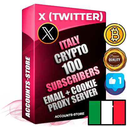 Professional Italian PREMIUM X (Twitter) accounts of manual registration and farming for the CRYPTO niche with high trust history photos and tweets — fully themed and optimized for CRYPTO advertising and promotion — 100 niche-related live active followers 2009–2014 registration year Verified Email (Included) + Cookie JSON for secure import and login to the account + User Agent + High-quality filling (Photo Header Posts). Fully ready for targeted campaigns and ad launches from any country. Perfectly hold ads without bans. Ideal for any earning schemes affiliate promotions and marketing projects. Quality unlimited IPv4 proxy server included.