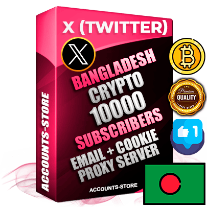 Professional Bangladeshi PREMIUM X (Twitter) accounts of manual registration and farming for the CRYPTO niche with high trust history photos and tweets — fully themed and optimized for CRYPTO advertising and promotion — 10000 niche-related live active followers 2009–2014 registration year Verified Email (Included) + Cookie JSON for secure import and login to the account + User Agent + High-quality filling (Photo Header Posts). Fully ready for targeted campaigns and ad launches from any country. Perfectly hold ads without bans. Ideal for any earning schemes affiliate promotions and marketing projects. Quality unlimited IPv4 proxy server included. Professional Bangladeshi PREMIUM X (Twitter) accounts of manual registration and farming for the CRYPTO niche with high trust history photos and tweets — fully themed and optimized for CRYPTO advertising and promotion — 10000 niche-related live active followers 2009–2014 registration year Verified Email (Included) + Cookie JSON for secure import and login to the account + User Agent + High-quality filling (Photo Header Posts). Fully ready for targeted campaigns and ad launches from any country. Perfectly hold ads without bans. Ideal for any earning schemes affiliate promotions and marketing projects. Quality unlimited IPv4 proxy server included.