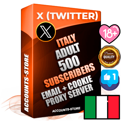 Professional Italian PREMIUM X (Twitter) accounts of manual registration and farming for the ADULT niche with high trust history photos and tweets — fully themed and optimized for ADULT advertising and promotion — 500 niche-related live active followers 2009–2014 registration year Verified Email (Included) + Cookie JSON for secure import and login to the account + User Agent + High-quality filling (Photo Header Posts). Fully ready for targeted campaigns and ad launches from any country. Perfectly hold ads without bans. Ideal for any earning schemes affiliate promotions and marketing projects. Quality unlimited IPv4 proxy server included.