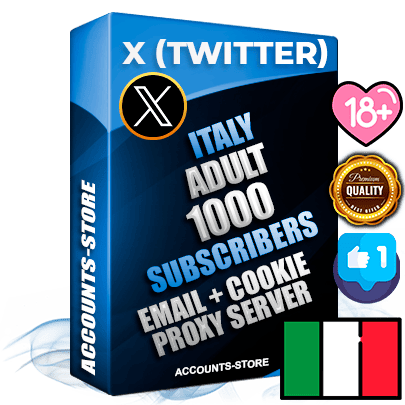 Professional Italian PREMIUM X (Twitter) accounts of manual registration and farming for the ADULT niche with high trust history photos and tweets — fully themed and optimized for ADULT advertising and promotion — 1000 niche-related live active followers 2009–2014 registration year Verified Email (Included) + Cookie JSON for secure import and login to the account + User Agent + High-quality filling (Photo Header Posts). Fully ready for targeted campaigns and ad launches from any country. Perfectly hold ads without bans. Ideal for any earning schemes affiliate promotions and marketing projects. Quality unlimited IPv4 proxy server included.