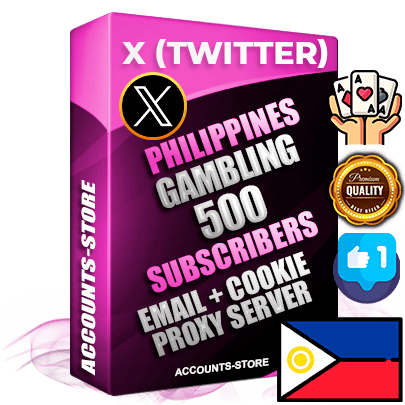 Professional Filipino PREMIUM X (Twitter) accounts of manual registration and farming for the GAMBLING niche with high trust history photos and tweets — fully themed and optimized for GAMBLING advertising and promotion — 500 niche-related live active followers 2009–2014 registration year Verified Email (Included) + Cookie JSON for secure import and login to the account + User Agent + High-quality filling (Photo Header Posts). Fully ready for targeted campaigns and ad launches from any country. Perfectly hold ads without bans. Ideal for any earning schemes affiliate promotions and marketing projects. Quality unlimited IPv4 proxy server included.