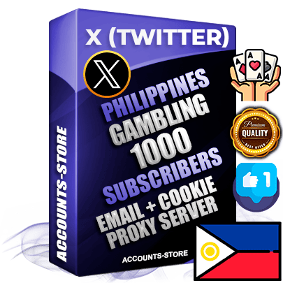 Professional Filipino PREMIUM X (Twitter) accounts of manual registration and farming for the GAMBLING niche with high trust history photos and tweets — fully themed and optimized for GAMBLING advertising and promotion — 1000 niche-related live active followers 2009–2014 registration year Verified Email (Included) + Cookie JSON for secure import and login to the account + User Agent + High-quality filling (Photo Header Posts). Fully ready for targeted campaigns and ad launches from any country. Perfectly hold ads without bans. Ideal for any earning schemes affiliate promotions and marketing projects. Quality unlimited IPv4 proxy server included.