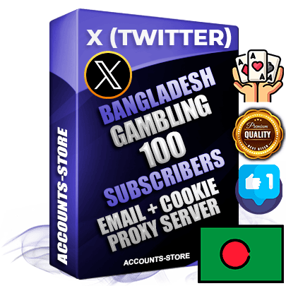 Professional Bangladeshi PREMIUM X (Twitter) accounts of manual registration and farming for the GAMBLING niche with high trust history photos and tweets — fully themed and optimized for GAMBLING advertising and promotion — 100 niche-related live active followers 2009–2014 registration year Verified Email (Included) + Cookie JSON for secure import and login to the account + User Agent + High-quality filling (Photo Header Posts). Fully ready for targeted campaigns and ad launches from any country. Perfectly hold ads without bans. Ideal for any earning schemes affiliate promotions and marketing projects. Quality unlimited IPv4 proxy server included.