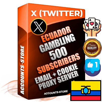 Professional Ecuadorian PREMIUM X (Twitter) accounts of manual registration and farming for the GAMBLING niche with high trust history photos and tweets — fully themed and optimized for GAMBLING advertising and promotion — 500 niche-related live active followers 2009–2014 registration year Verified Email (Included) + Cookie JSON for secure import and login to the account + User Agent + High-quality filling (Photo Header Posts). Fully ready for targeted campaigns and ad launches from any country. Perfectly hold ads without bans. Ideal for any earning schemes affiliate promotions and marketing projects. Quality unlimited IPv4 proxy server included.