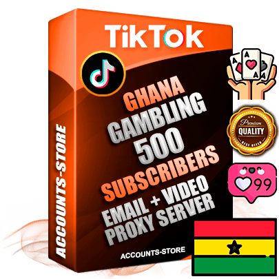 Professional Ghanaian PREMIUM TikTok accounts of manual registration and farming for the GAMBLING niche with high trust history profile photos and videos — fully themed and optimized for GAMBLING advertising and promotion — 500 niche-related live active subscribers 2018–2022 registration years Verified Email (included) + Cookie JSON for secure import and login to the account + User Agent + high-quality content filling (profile photo banner and videos). Fully ready for targeted campaigns and ad launches from any country. Perfectly holds ads without bans. Ideal for any earning schemes affiliate promotions and marketing projects. Quality unlimited IPv4 proxy server included.
