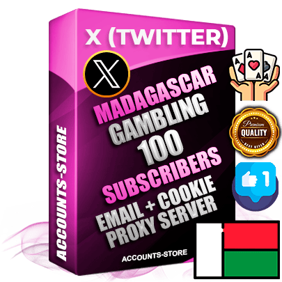 Professional Madagascar PREMIUM X (Twitter) accounts of manual registration and farming for the GAMBLING niche with high trust history photos and tweets — fully themed and optimized for GAMBLING advertising and promotion — 100 niche-related live active followers 2009–2014 registration year Verified Email (Included) + Cookie JSON for secure import and login to the account + User Agent + High-quality filling (Photo Header Posts). Fully ready for targeted campaigns and ad launches from any country. Perfectly hold ads without bans. Ideal for any earning schemes affiliate promotions and marketing projects. Quality unlimited IPv4 proxy server included.